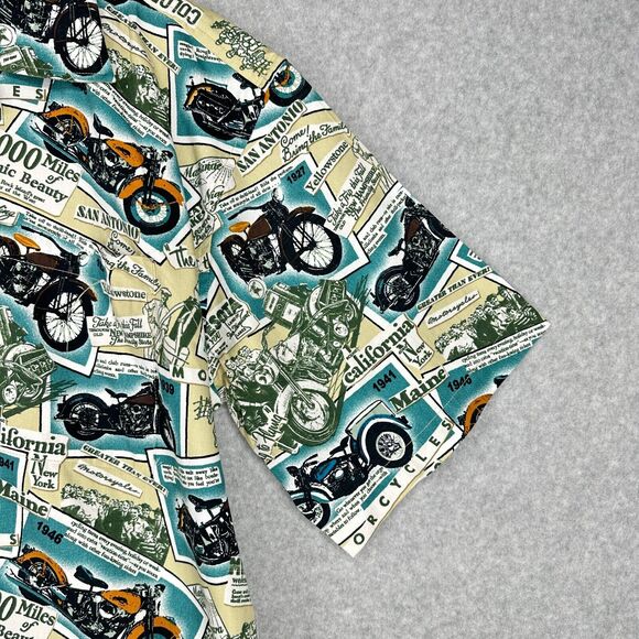 Dem Crazy Shirt Mens L Blue Motorcycles Road Trip All Over Print Travel Novelty - Picture 4 of 15